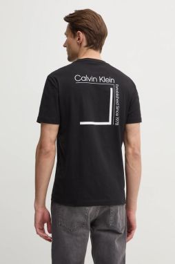 Bavlnené tričko Calvin Klein pánske, čierna farba, s potlačou, K10K114152