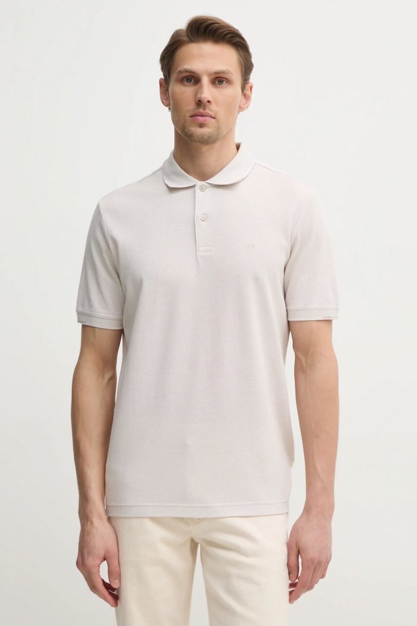 Bavlnené polo tričko Calvin Klein béžová farba, jednofarebné, K10K114475