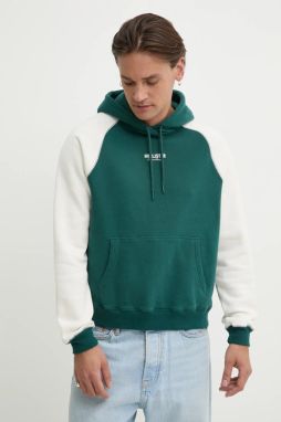 Mikina Hollister Co. pánska, zelená farba, s kapucňou, vzorovaná, KI322-5006