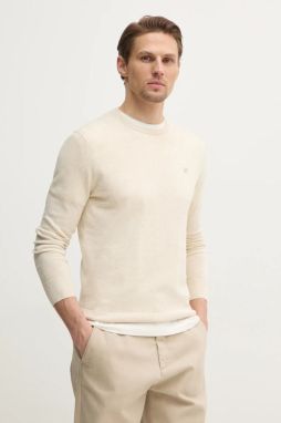 Sveter s prímesou hodvábu Hackett London pánsky, béžová farba, tenký, HM703312