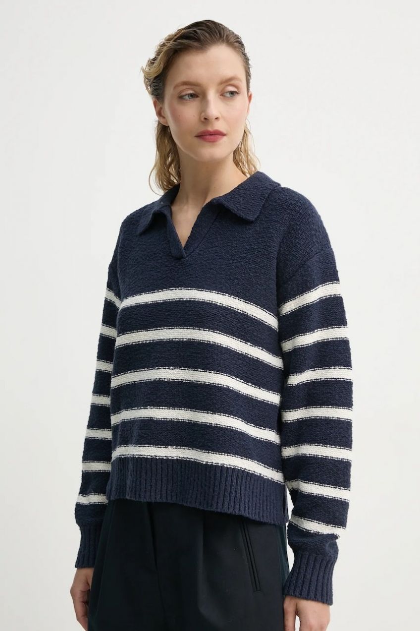 Sveter Levi's SATELLITE POLO SWEATER dámsky, tmavomodrá farba, 0012N