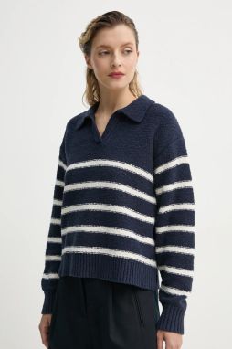 Sveter Levi's SATELLITE POLO SWEATER dámsky, tmavomodrá farba, 0012N