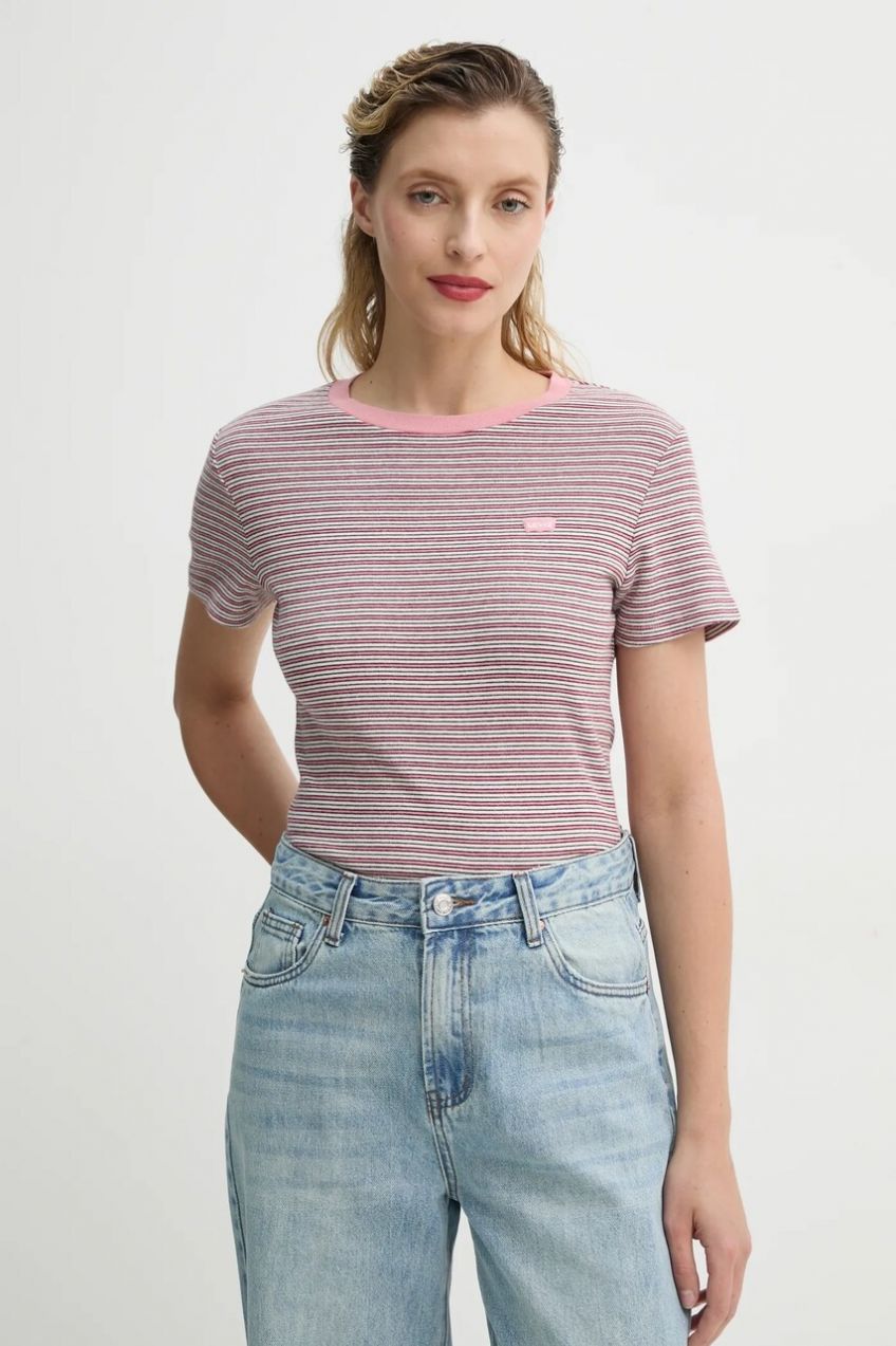 Bavlnené tričko Levi's ESSENTIAL HM SS TEE dámske, ružová farba, 000KK