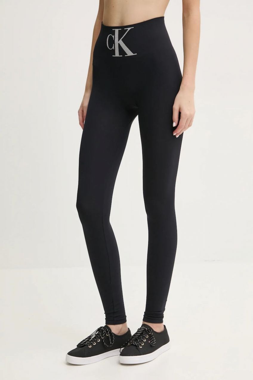 Legíny Calvin Klein Jeans dámske, čierna farba, s potlačou, 701233380