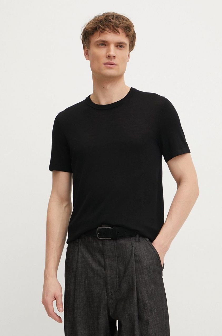 Vlnený sveter Michael Kors pánsky, čierna farba, tenký, CR560DE7AP