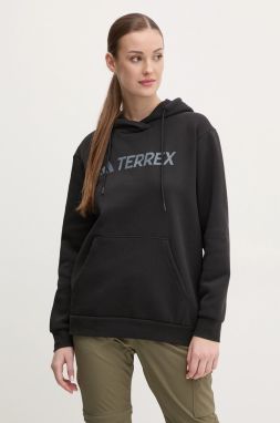 Tepláková mikina adidas TERREX Multi čierna farba, s kapucňou, s potlačou, IZ3301