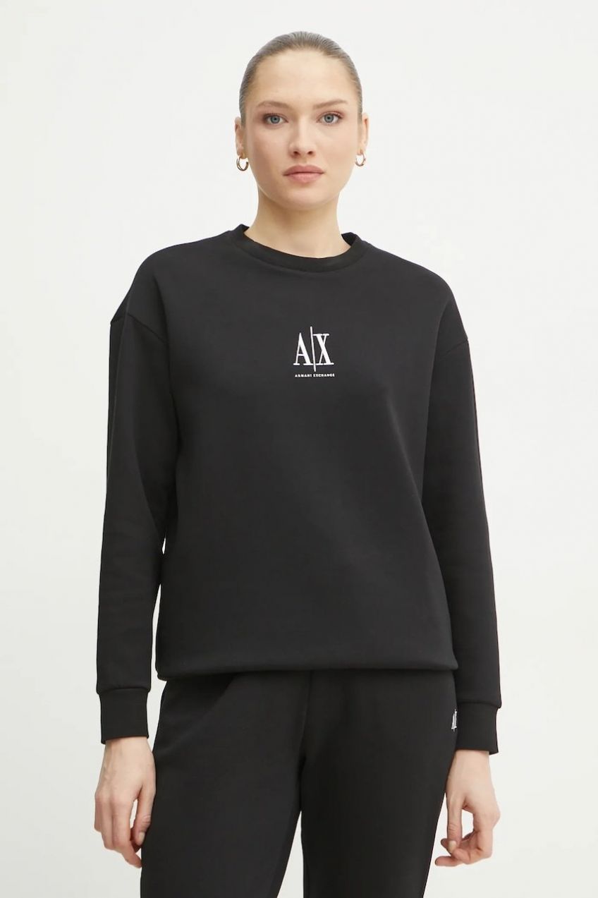 Mikina Armani Exchange dámska, čierna farba, s nášivkou, XW000821 AF10818