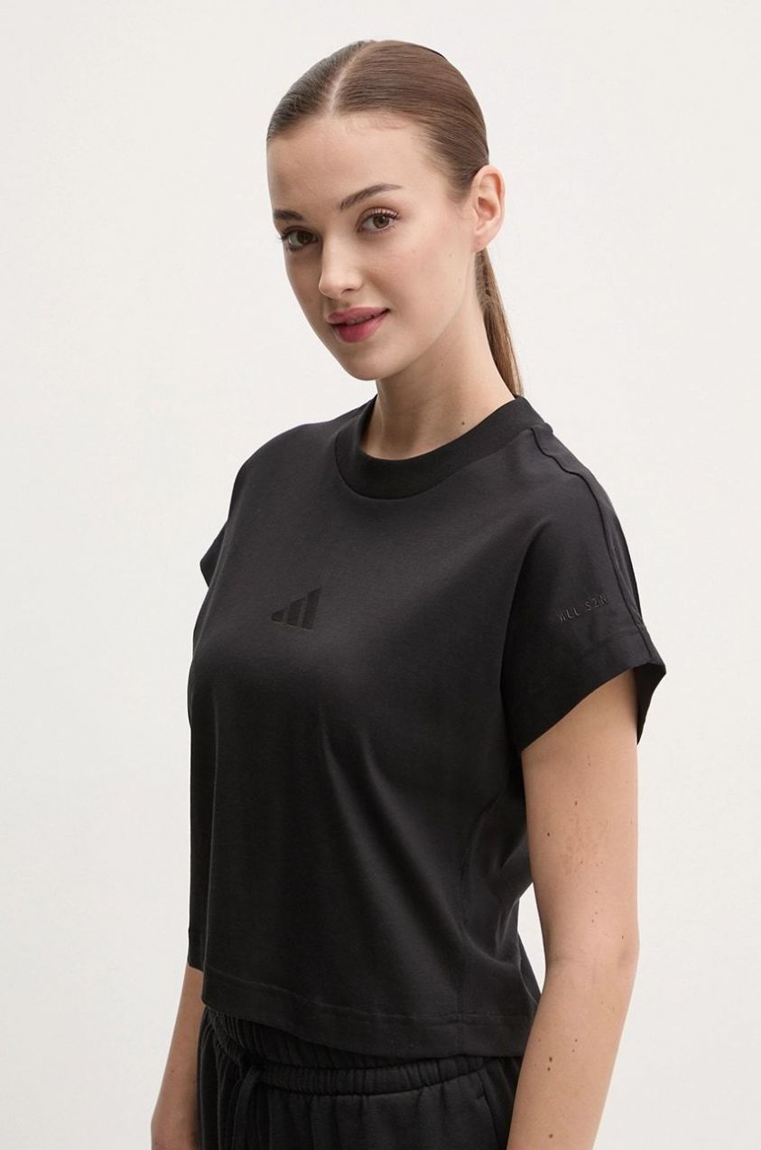 Bavlnené tričko adidas ALL SZN dámske, čierna farba, JJ1235