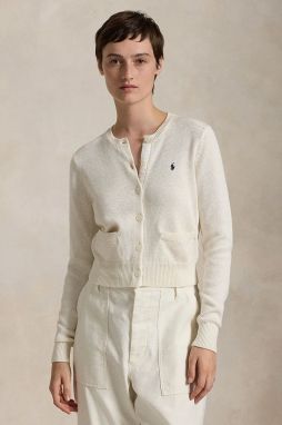 Bavlnený kardigán Polo Ralph Lauren dámsky, biela farba, 211959296