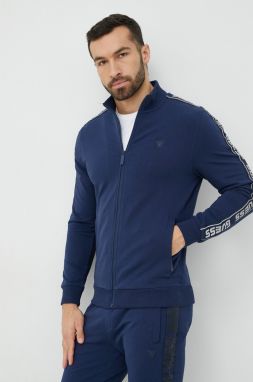 Mikina Guess pánska, tmavomodrá farba, s potlačou, Z2YQ12 K6ZS1