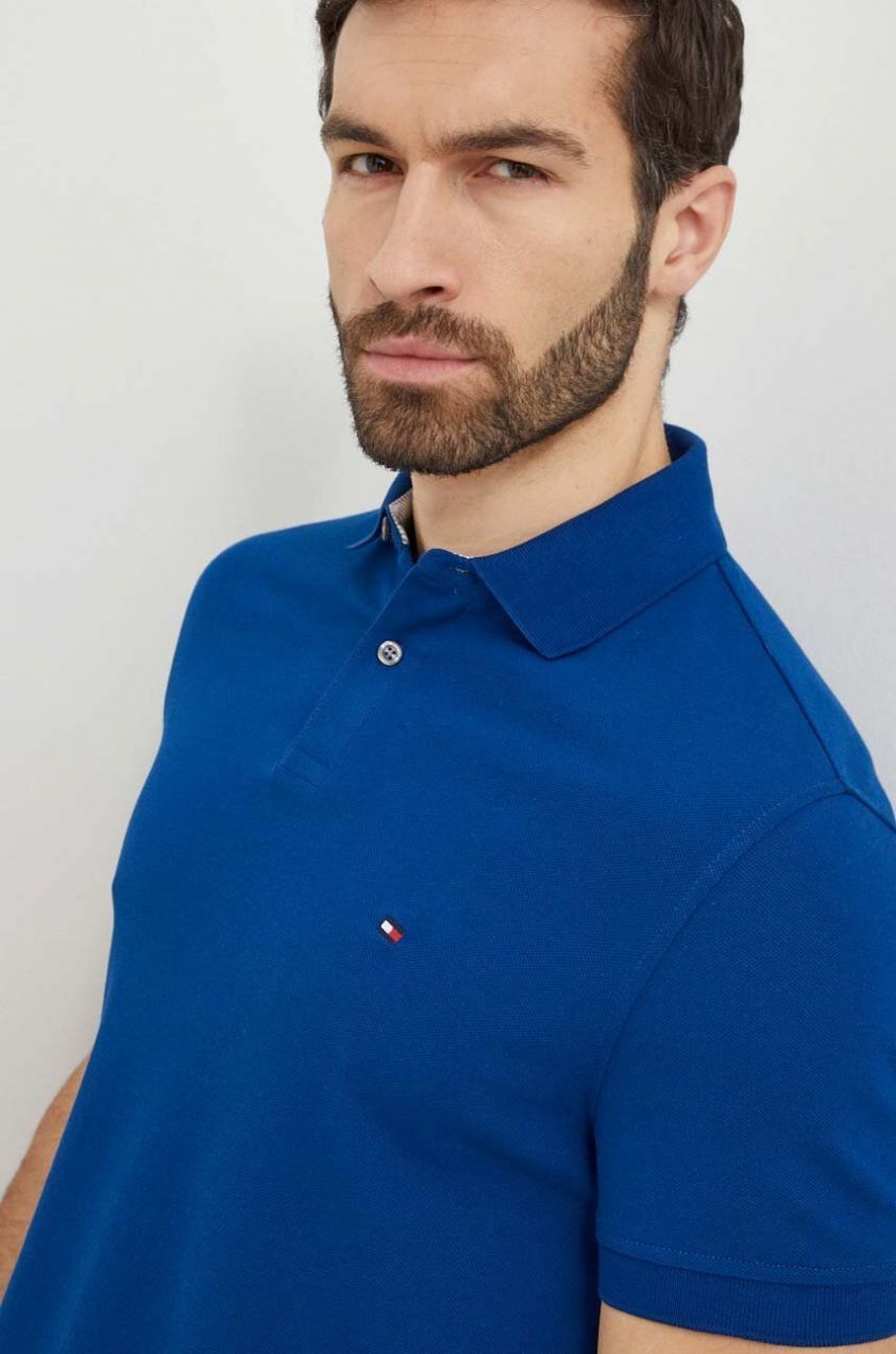 Polo tričko Tommy Hilfiger pánske, tmavomodrá farba, vzorované, MW0MW17770