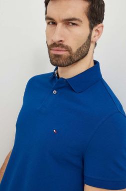 Polo tričko Tommy Hilfiger pánske, tmavomodrá farba, vzorované, MW0MW17770