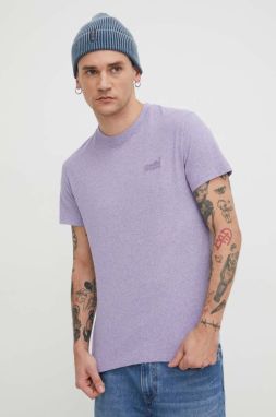 Bavlnené tričko Superdry pánske, fialová farba, melanžové