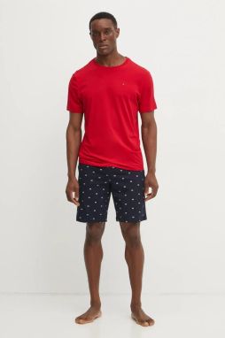 Bavlnené pyžamo Tommy Hilfiger červená farba, vzorované, UM0UM02319