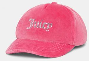 Velúrová bejzbalová čiapka Juicy Couture VERONICA VELOUR & DIAMANTE ružová farba, s nášivkou, JCAWH224702