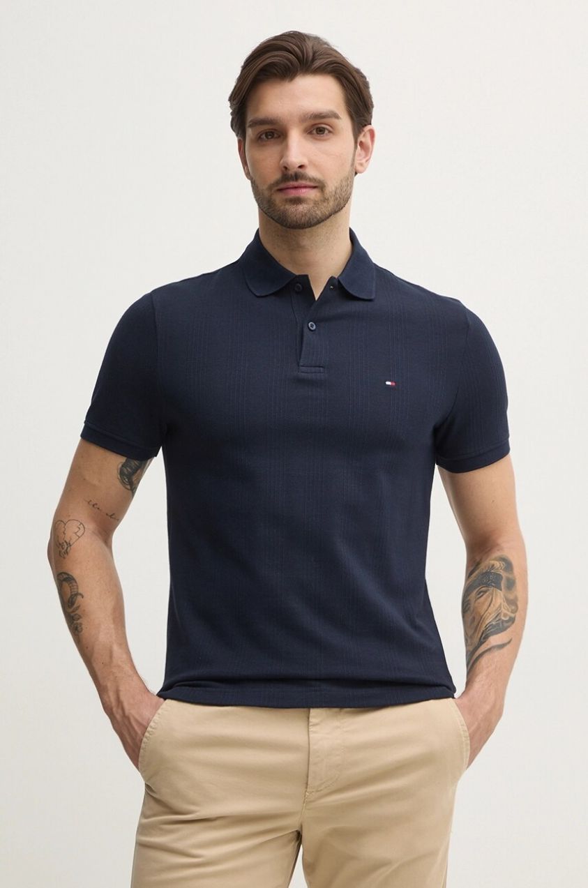 Polo tričko Tommy Hilfiger pánske, tmavomodrá farba, jednofarebné, MW0MW38951