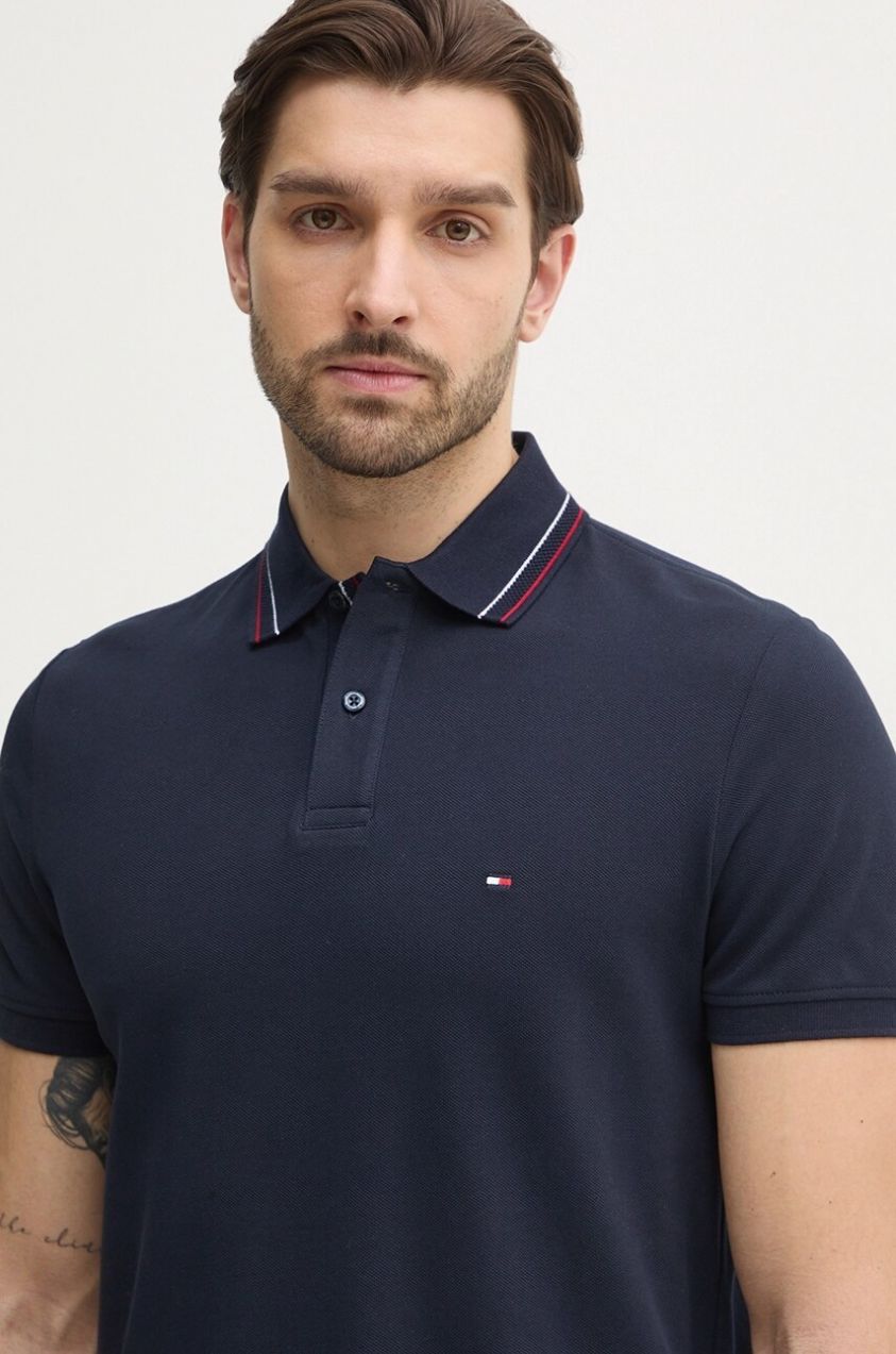 Polo tričko Tommy Hilfiger pánske, tmavomodrá farba, jednofarebné, MW0MW38459