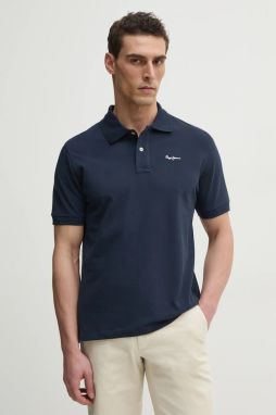 Bavlnené polo tričko Pepe Jeans ESSENTIAL POLO CONTRAST LOGO pánske, tmavomodrá farba, jednofarebné, PM542298
