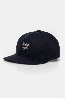 Bavlnená šiltovka Tommy Hilfiger tmavomodrá farba, s nášivkou, AM0AM13161