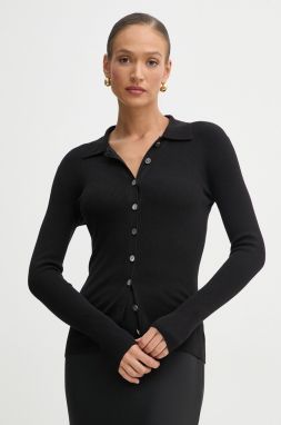 Kardigán s prímesou hodvábu MICHAEL Michael Kors dámsky, čierna farba, tenký, MR56135GW2
