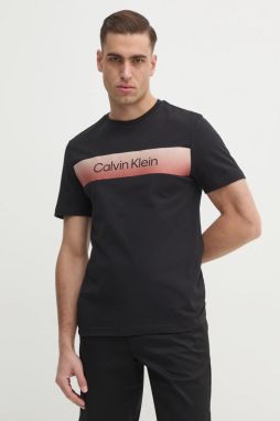 Bavlnené tričko Calvin Klein pánske, čierna farba, s potlačou, K10K114163