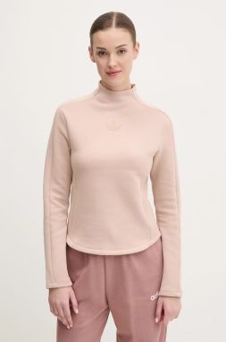 Mikina adidas Originals INTERLOCK LS dámska, béžová farba, jednofarebná, JJ0938