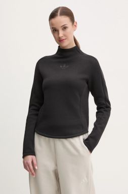 Mikina adidas Originals INTERLOCK LS dámska, čierna farba, jednofarebná, JJ0937