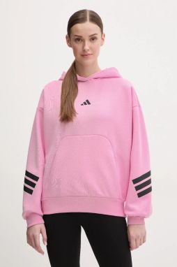 Mikina adidas Future Icons dámska, ružová farba, s kapucňou, s potlačou, JE0183