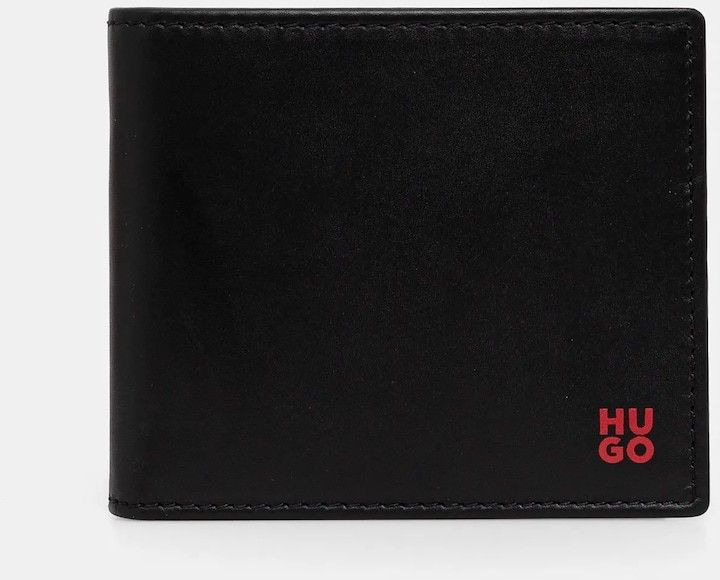 Kožená peňaženka HUGO pánska, čierna farba, 50546136