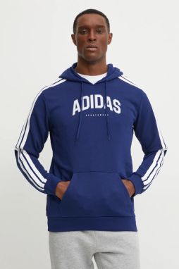 Mikina adidas Collegiate pánska, tmavomodrá farba, s kapucňou, s potlačou, JV6502