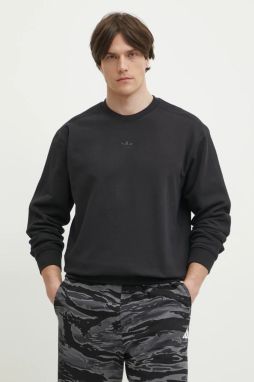 Bavlnená mikina adidas Originals Essential pánska, čierna farba, jednofarebná, JC9574