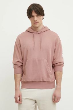 Mikina adidas Essentials pánska, ružová farba, s kapucňou, jednofarebná, JF3598