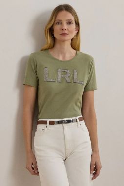 Bavlnené tričko Lauren Ralph Lauren dámske, zelená farba, 200963874