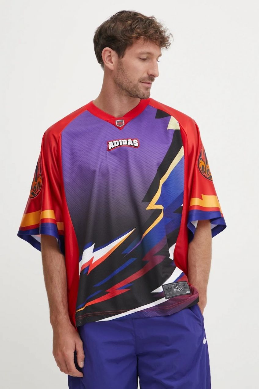 Tričko adidas Originals TEAM JERSEY pánske, červená farba, vzorované, KB0307