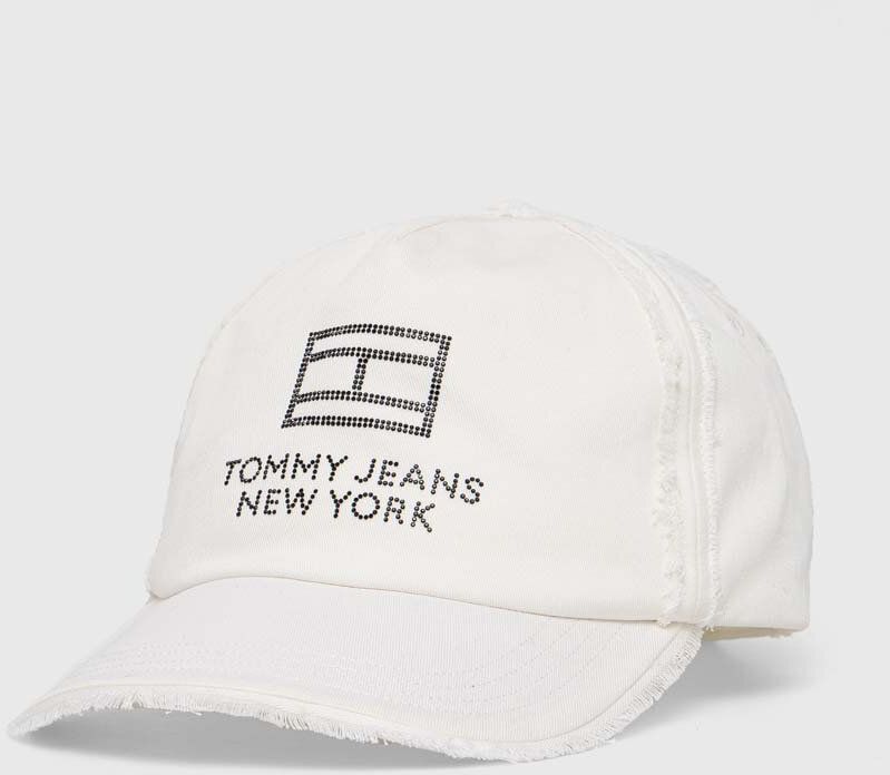 Bavlnená šiltovka Tommy Jeans biela farba,s nášivkou,AW0AW15851