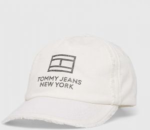 Bavlnená šiltovka Tommy Jeans biela farba,s nášivkou,AW0AW15851