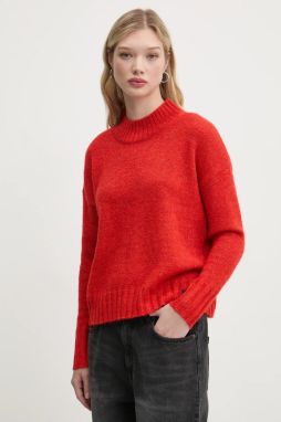 Sveter s prímesou vlny Superdry dámsky, oranžová farba, tenký, s polorolákom, W6110551A-1KC