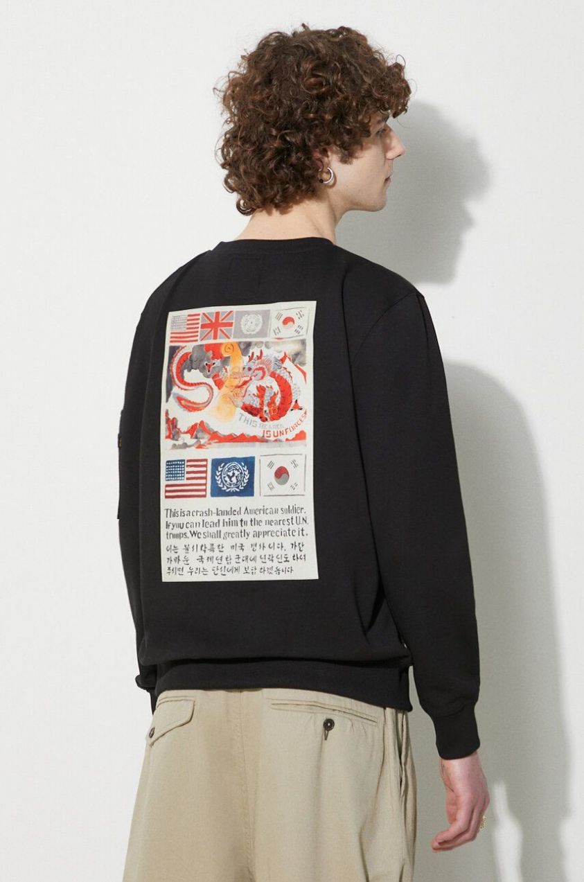 Mikina Alpha Industries USN Blood Chit pánska, čierna farba, s potlačou, 136300