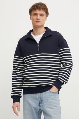Bavlnená mikina Tommy Hilfiger pánska, tmavomodrá farba, vzorovaná, MW0MW39303