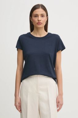 Ľanové tričko Pepe Jeans MEGAN dámske, tmavomodrá farba, PL506049
