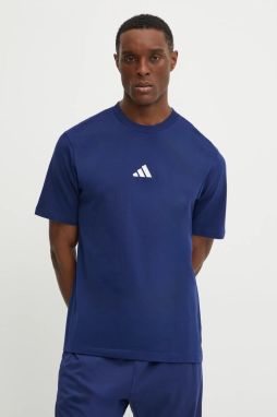 Bavlnené tričko adidas Essential pánske, tmavomodrá farba, s nášivkou, JF1093