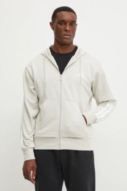 Mikina adidas Essentials pánska, béžová farba, s kapucňou, s nášivkou, JE6340