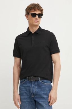 Bavlnené polo tričko Karl Lagerfeld pánske, čierna farba, jednofarebné, 551225.745085
