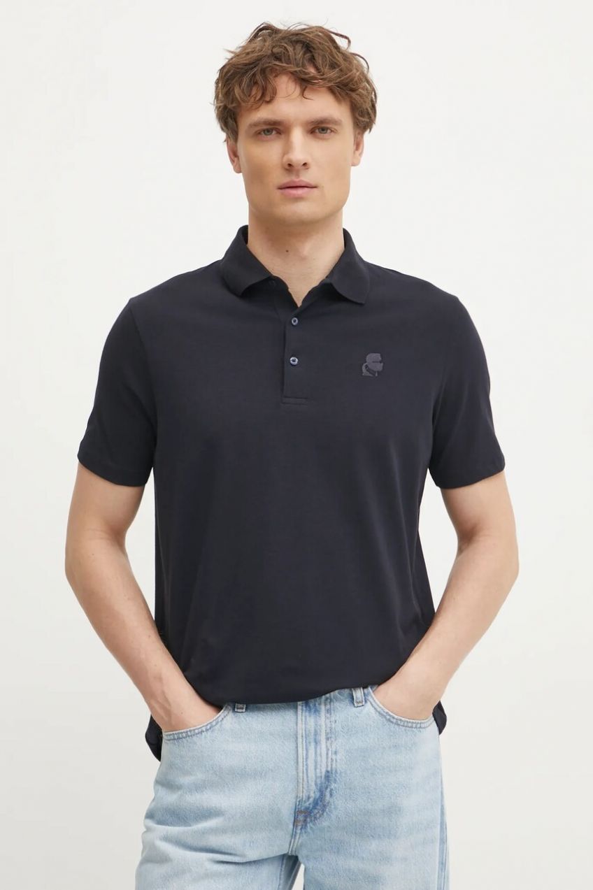 Polo tričko Karl Lagerfeld pánske, čierna farba, jednofarebné, 551221.745750