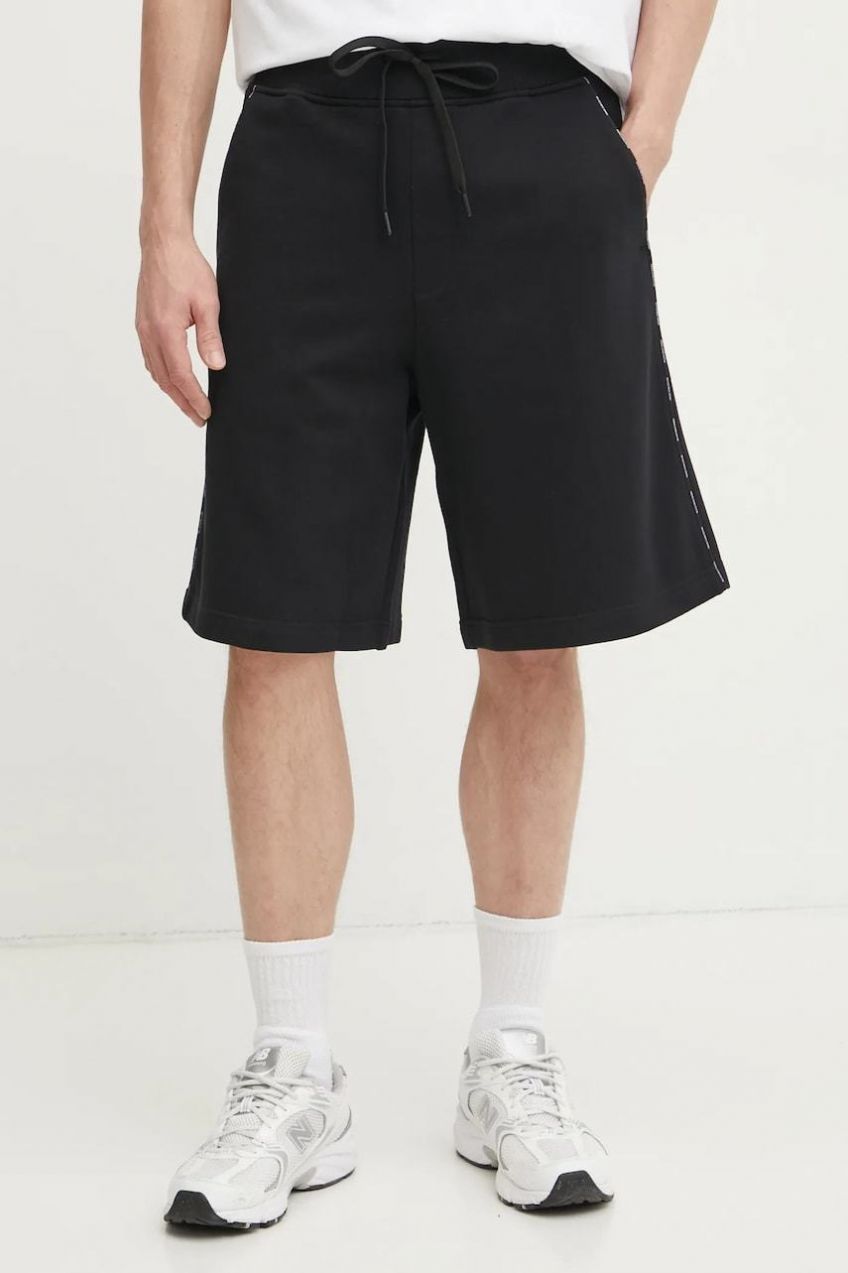 Bavlnené šortky Versace Jeans Couture pánske, čierna farba, 78GAD3B1 F0010