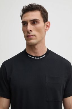 Bavlnené tričko Versace Jeans Couture pánske, čierna farba, jednofarebné, 78GAHE03 CJ00E