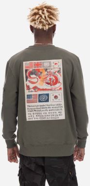 Mikina Alpha Industries Sweats & Hoodys 136300.142-green, pánska, zelená farba, s nášivkou