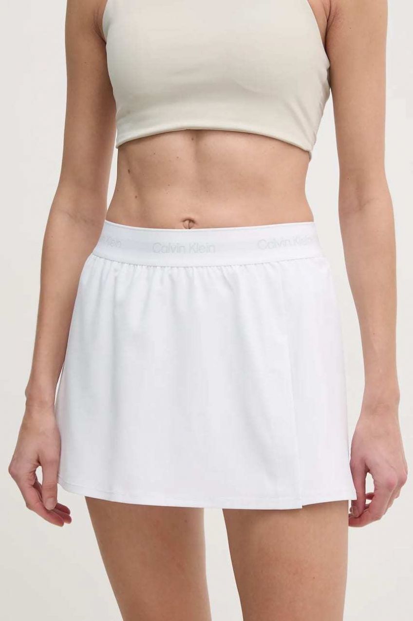 Športová sukňa Calvin Klein Performance biela farba, mini, rovný strih