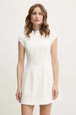Šaty Bardot DELPHI béžová farba, mini, priliehavá, 59329DB