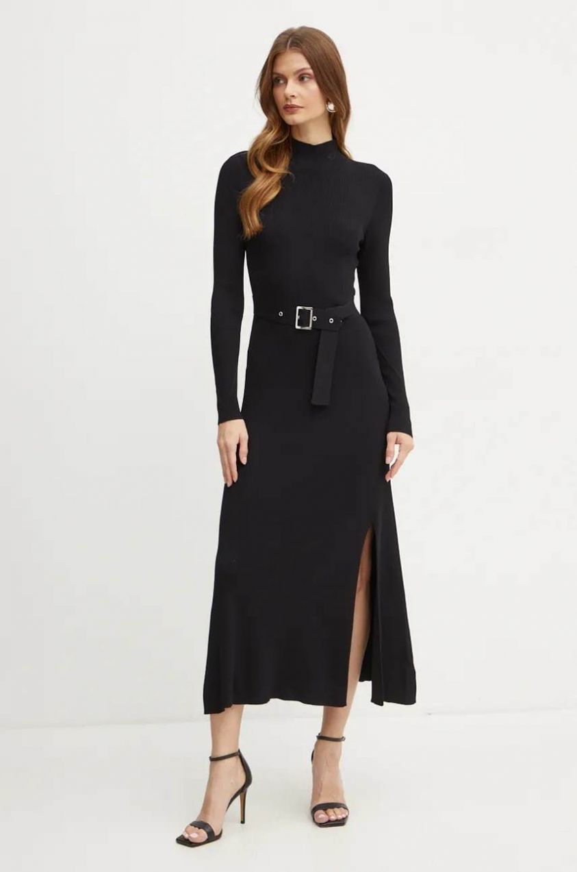 Šaty Karl Lagerfeld čierna farba, maxi, áčkový strih, 246W1321